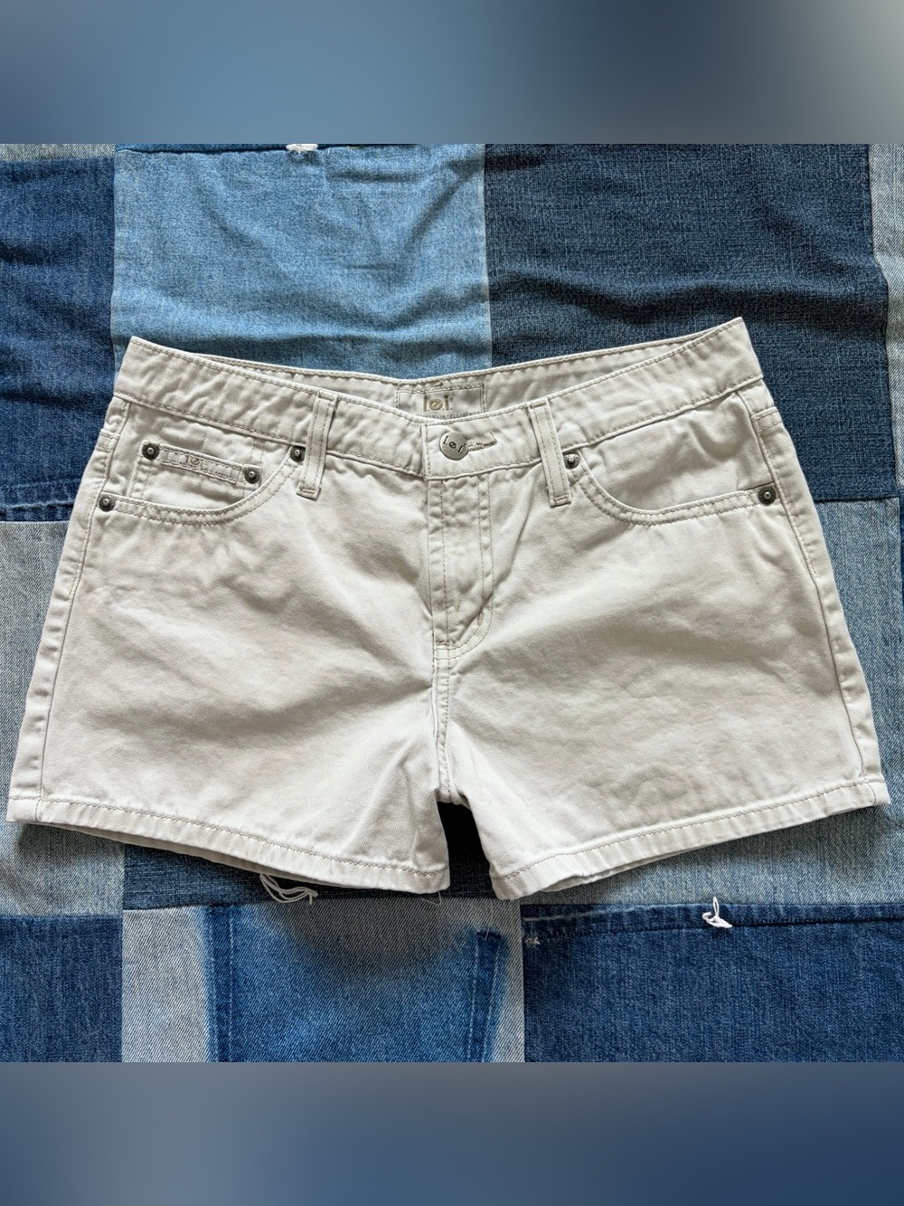 vintage y2k 90s LEI mini shorts cream denim mid rise size 5